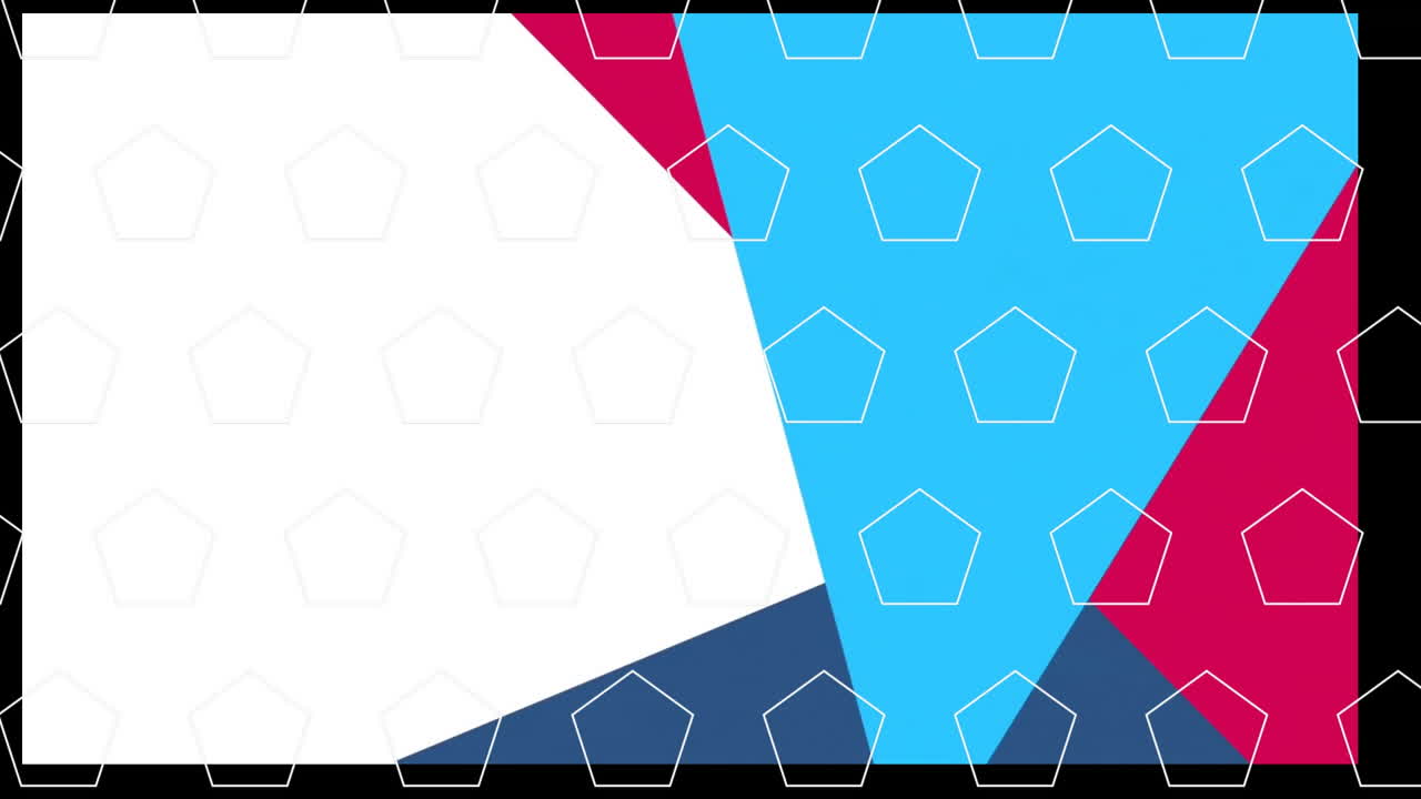 Animation of rows of hexagons moving over vibrant abstract shapes background