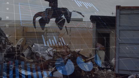 animación del procesamiento de datos financieros en el depósito de chatarra