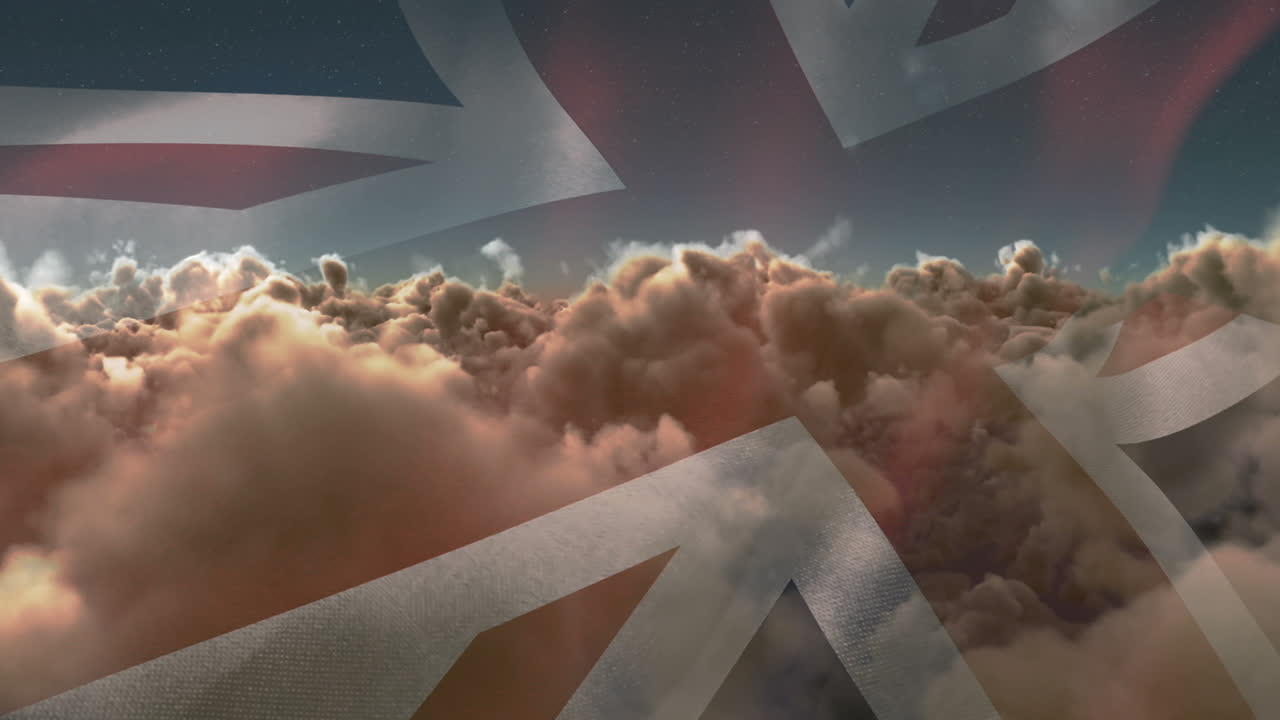 bandera de inglaterra ondeando contra el cielo y las nubes 4k