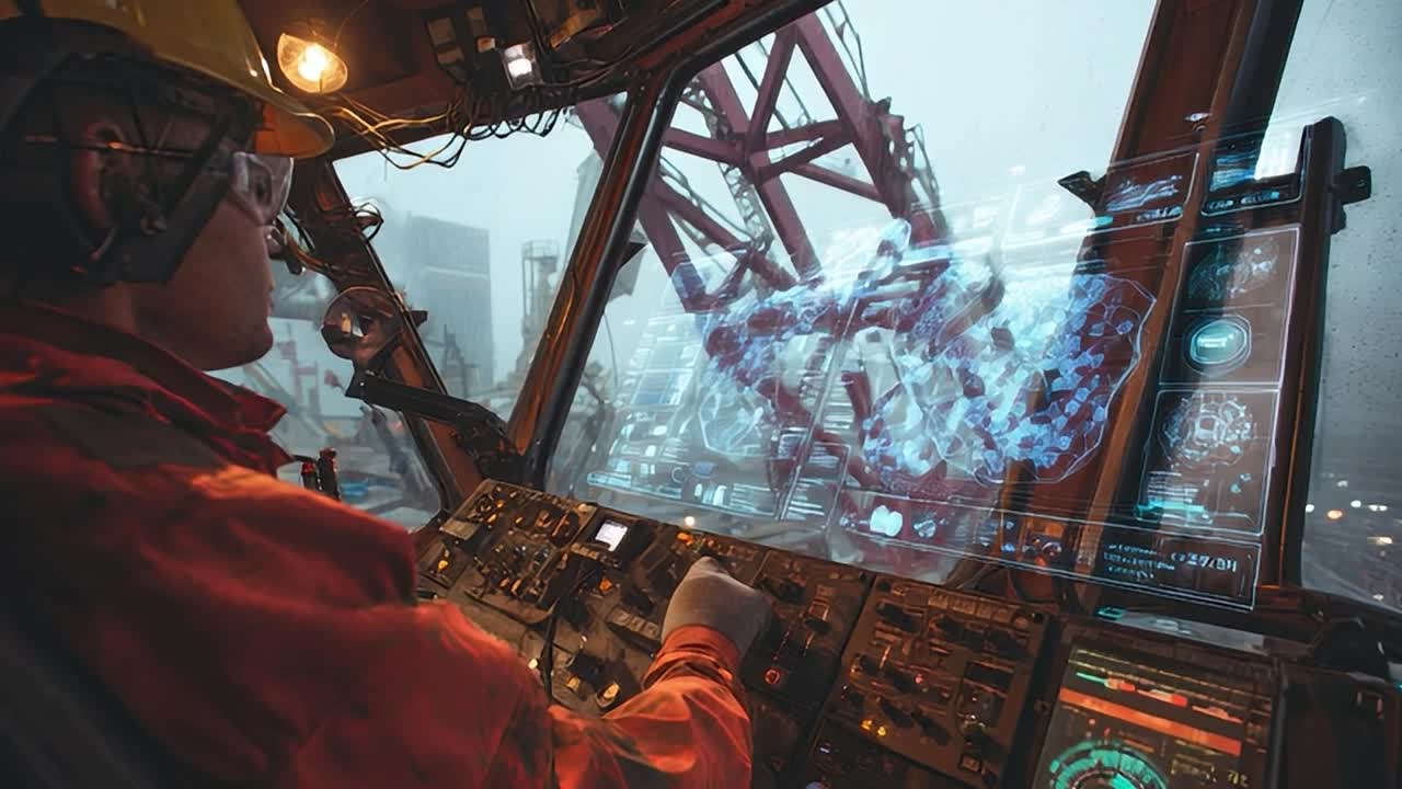 L'operatore utilizza tecnologie avanzate per controllare macchinari pesanti