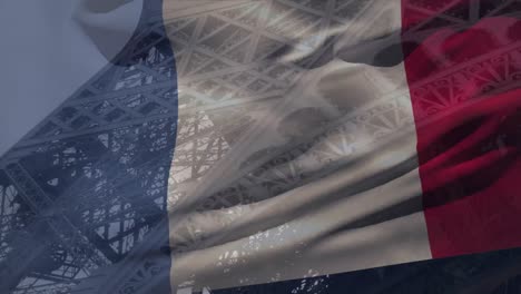 Animación-De-La-Bandera-De-Francia-Con-Fondo-De-La-Torre-Eiffel