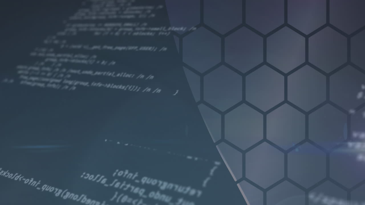 animación del procesamiento de datos a través de una red de hexágonos