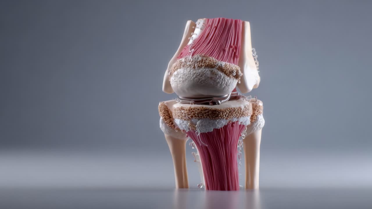 Detailed Anatomical Model of the Human Knee Joint, Illustrating Ligaments, Tendons, Cartilage, and Bone Structures for Educational Purposes