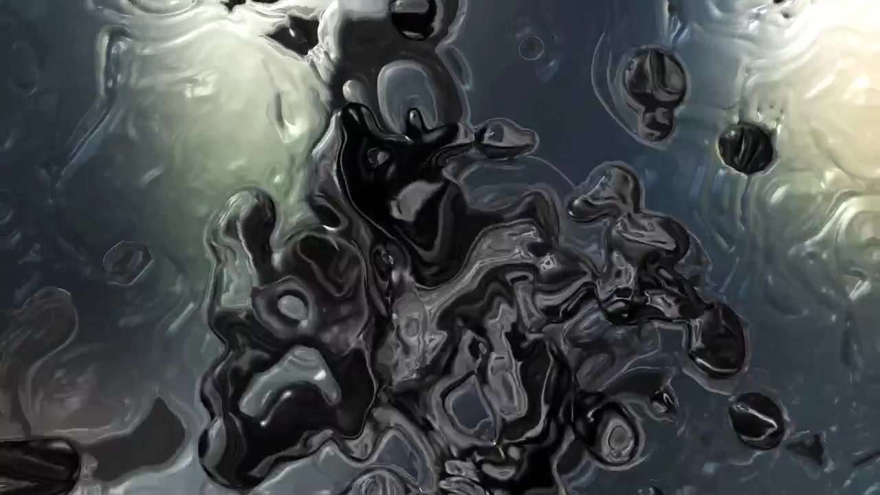 Líquido Metálico Abstrato em Metamorfose e Fluindo