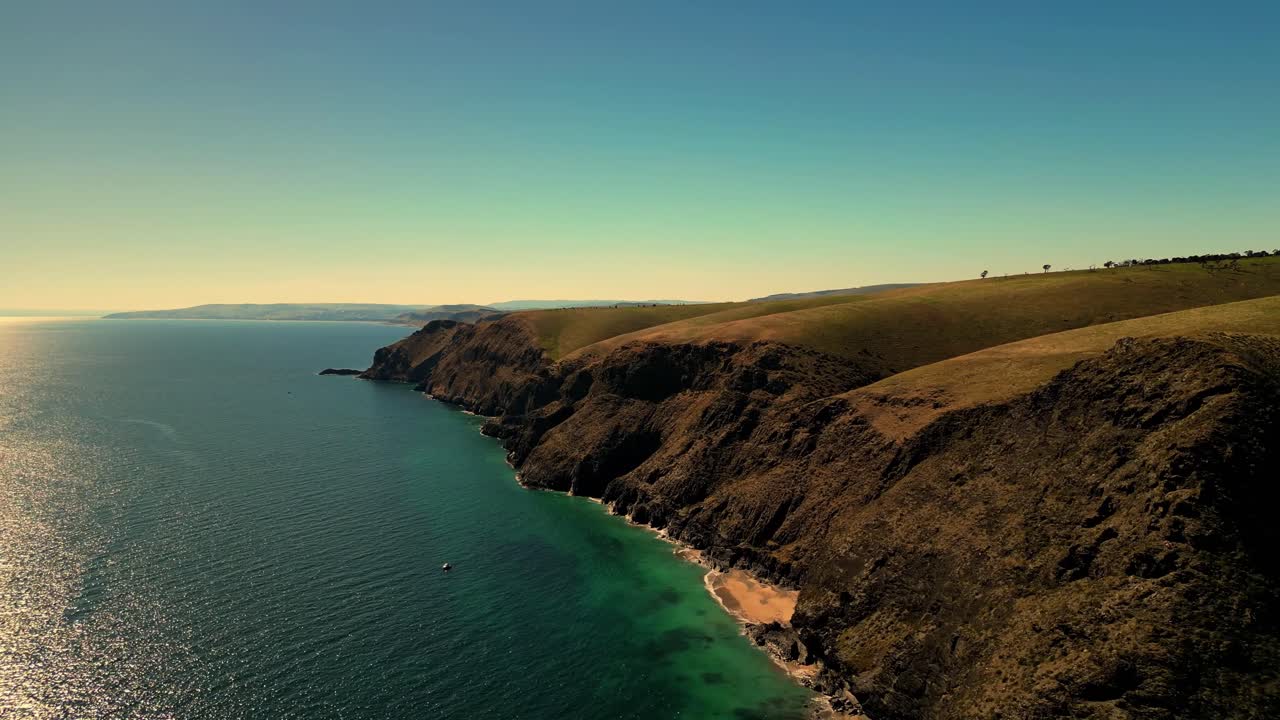 Aerial view of seascape along the vast beach on the South Coast during summer