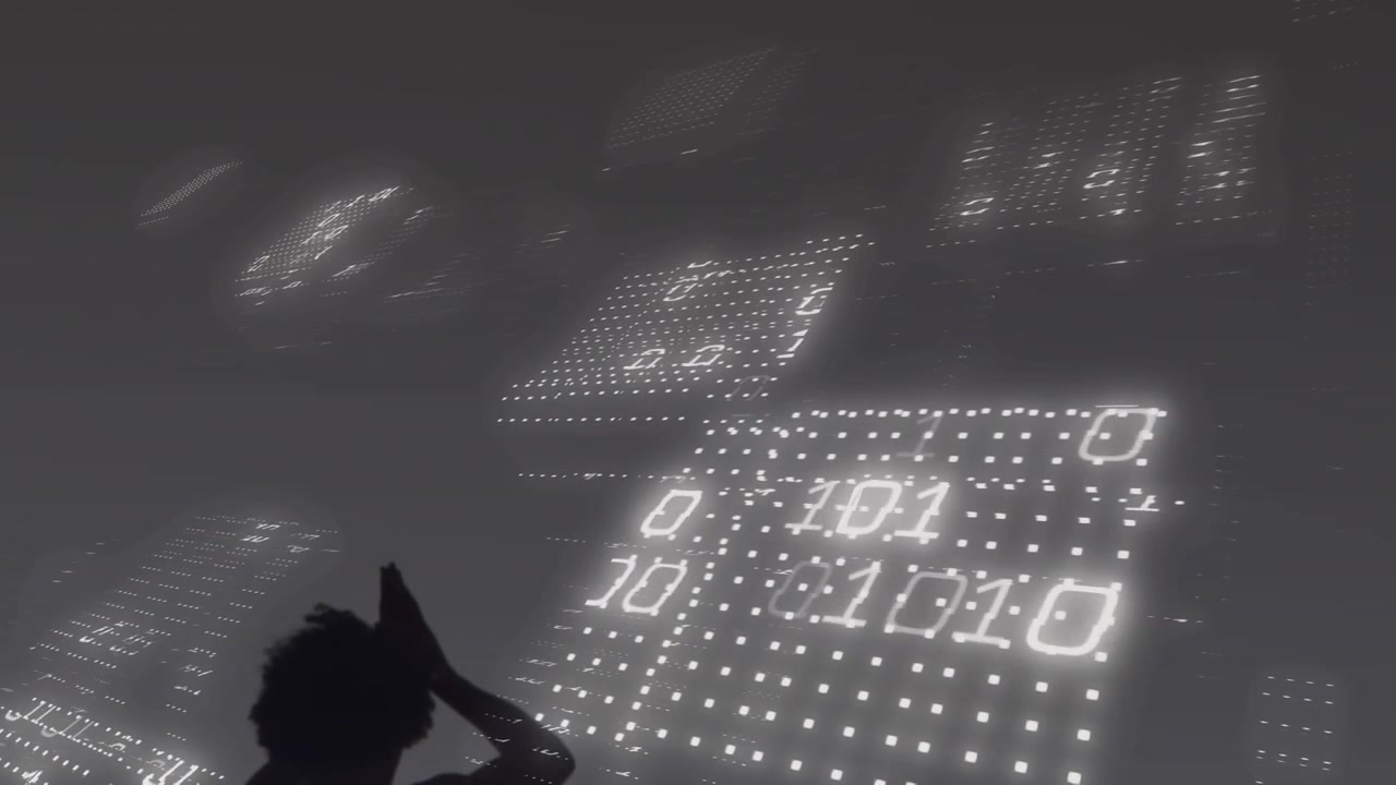 Animation of data processing over african american woman doing yoga