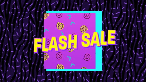 Animation-of-flash-sale-text-over-shapes-on-black-background