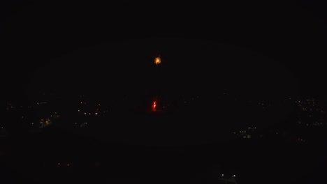 aerial view of colorful fireworks in the night