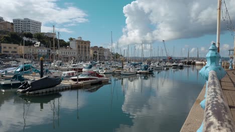 boats in torquay harbour on the english riviera