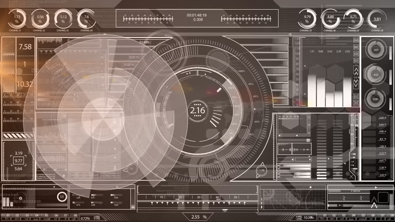 디지털 화면을 통해 스캔 및 데이터 처리 스 ⁇ 의 애니메이션