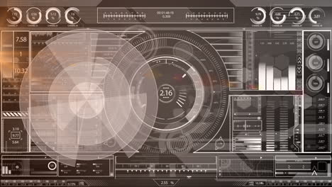 animación de escaneos y procesamiento de datos a través de una pantalla digital