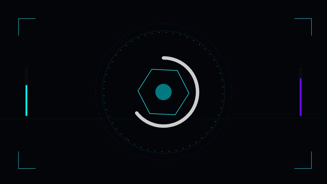 Futuristic Digital Interface Loading Animation with Hexagon Graphic