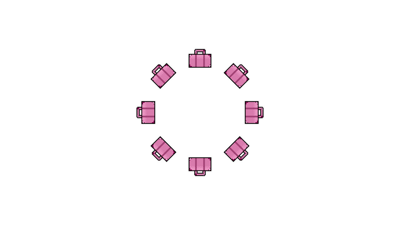 Pixel Art Suit case Spinning Circle Animated Overlay Transparent 30fps (1)