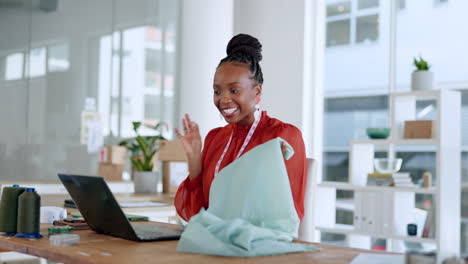 Video-call,-black-woman-stylist