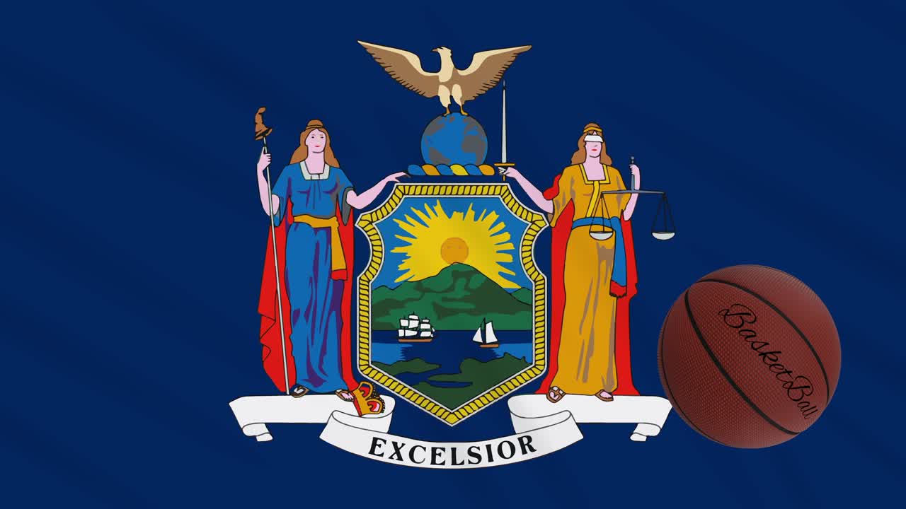 뉴욕의 발이 흔들리고 농구공이 회전하고, 루프