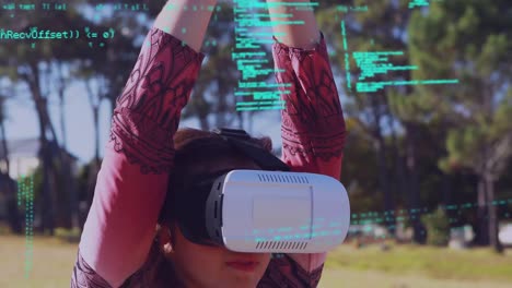 Woman-wearing-virtual-goggles