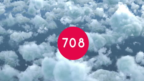 animation of counting numbers over clouds