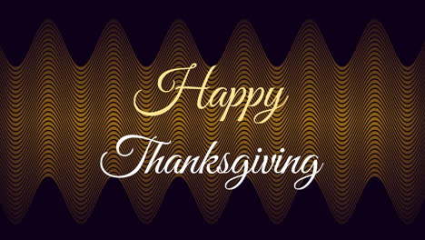 animation of happy thanksgiving text over brown patterned background