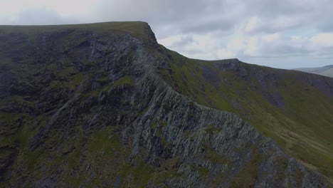 drone video of sharp edge mountain ridge on blencathra - lake district, uk