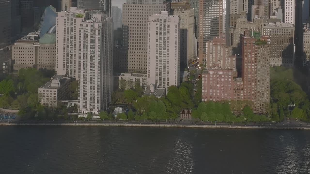 Cityscape with buildings and waterfront