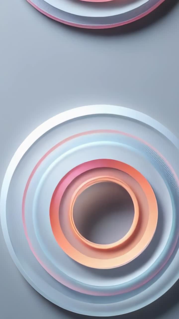 Vertical video: Rotating two concentric layered rings creating pastel gradients on gray screen