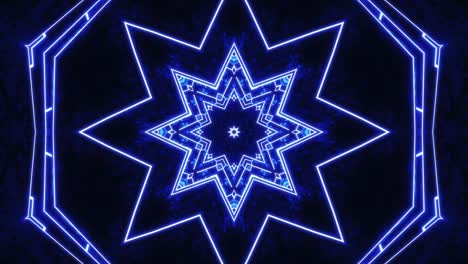 patrón abstracto azul y blanco con estrella. caleidoscopio vj bucle