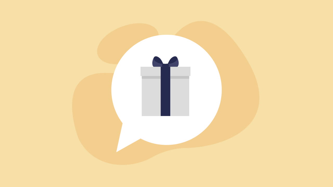 caja de regalos en la burbuja de habla