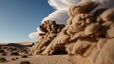 tormenta de arena del desierto con nubes dramáticas