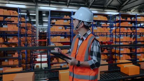 trabajador de almacén comprobando el inventario