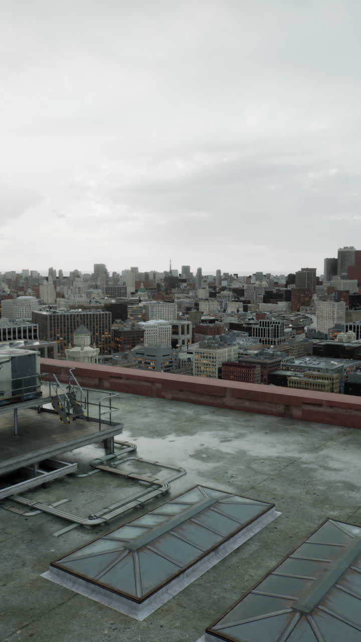 Rooftop Cityscape View on an Overcast Day