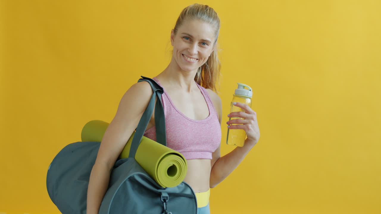 Woman with Yoga Equipment