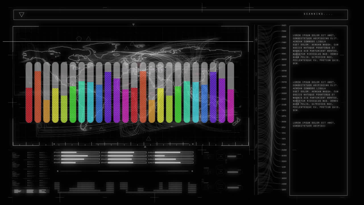 mapa del mundo con gráficos y estadísticas