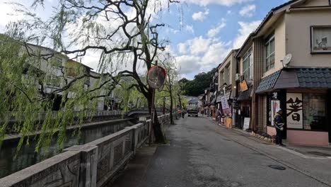 pedestrians exploring a traditional shopping street