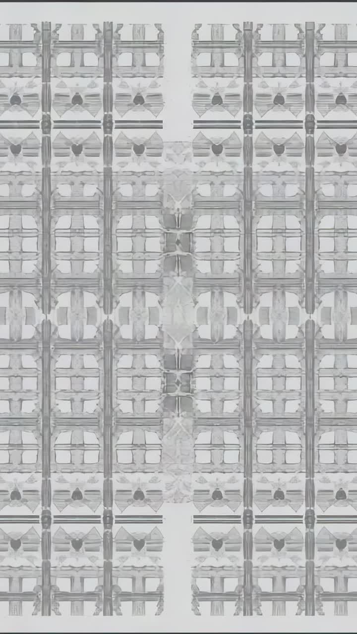 Video verticale: riproduzione di cinque fotogrammi con griglia doppia in movimento e striscia centrale che si sposta, con toni ciclici