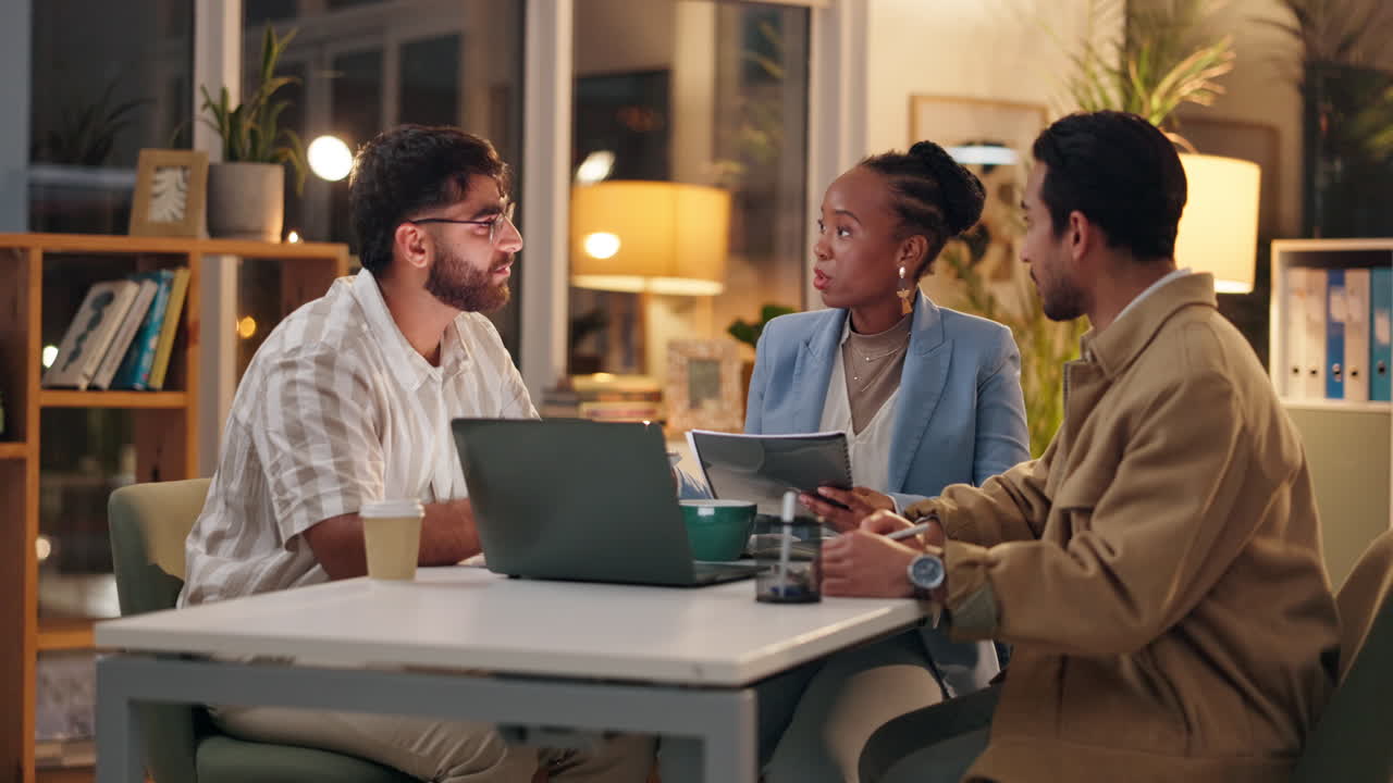 Business Team Meeting at Night