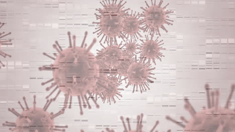 animation of moving columns over virus cells on white background