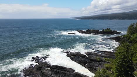 4k-drone-footage-of-curved-flight-over-Vancouver-Island's-gruff-and-wild-west-coast-shoreline