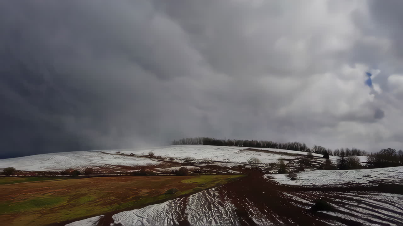 Winter landscapes with forest and hills
