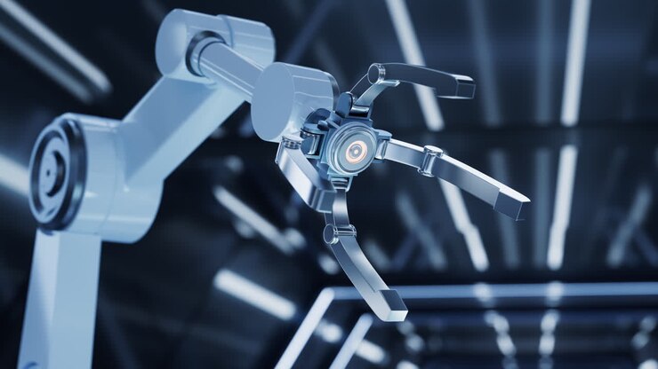 Mechanical arm with futuristic style, 3d rendering.