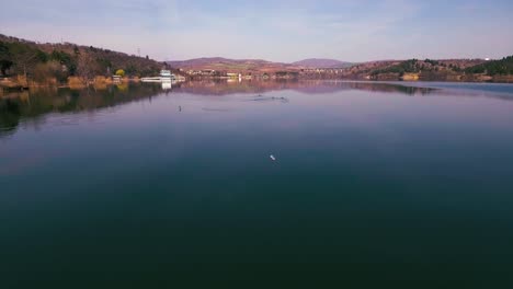 low arial above lake mladost in macedonia