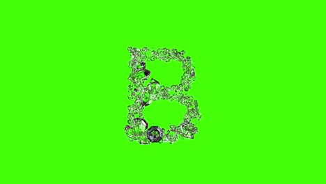 finest brilliants crystal alphabet - letter b on green screen, isolated - loop video