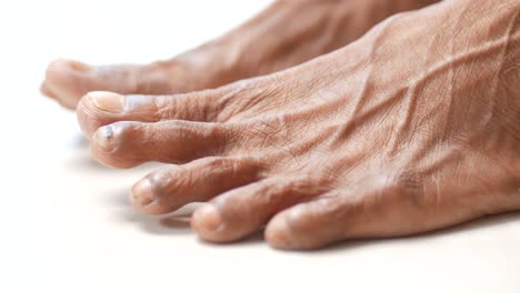 top view of senior women feet on floor