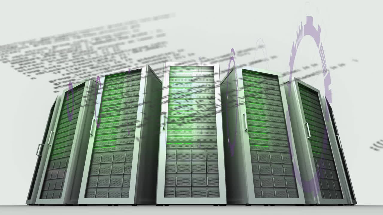 Animation of data processing over server room