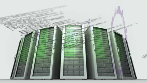animation of data processing over server room