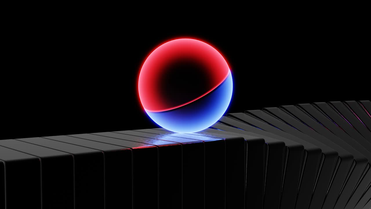 롤링 네온 빨간색과 파란색 공