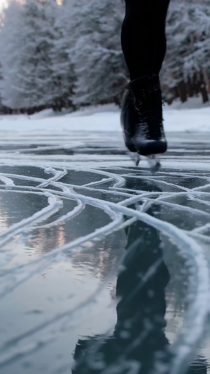 얼어붙은 호수 에서 아이스 스케이팅