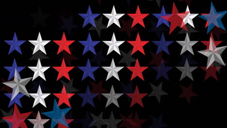 animation of red and blue stars on black background