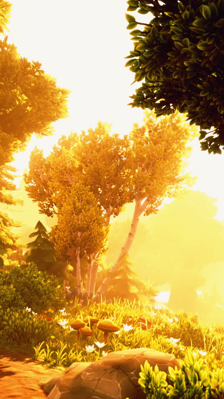 путь через освещенный солнцем лес