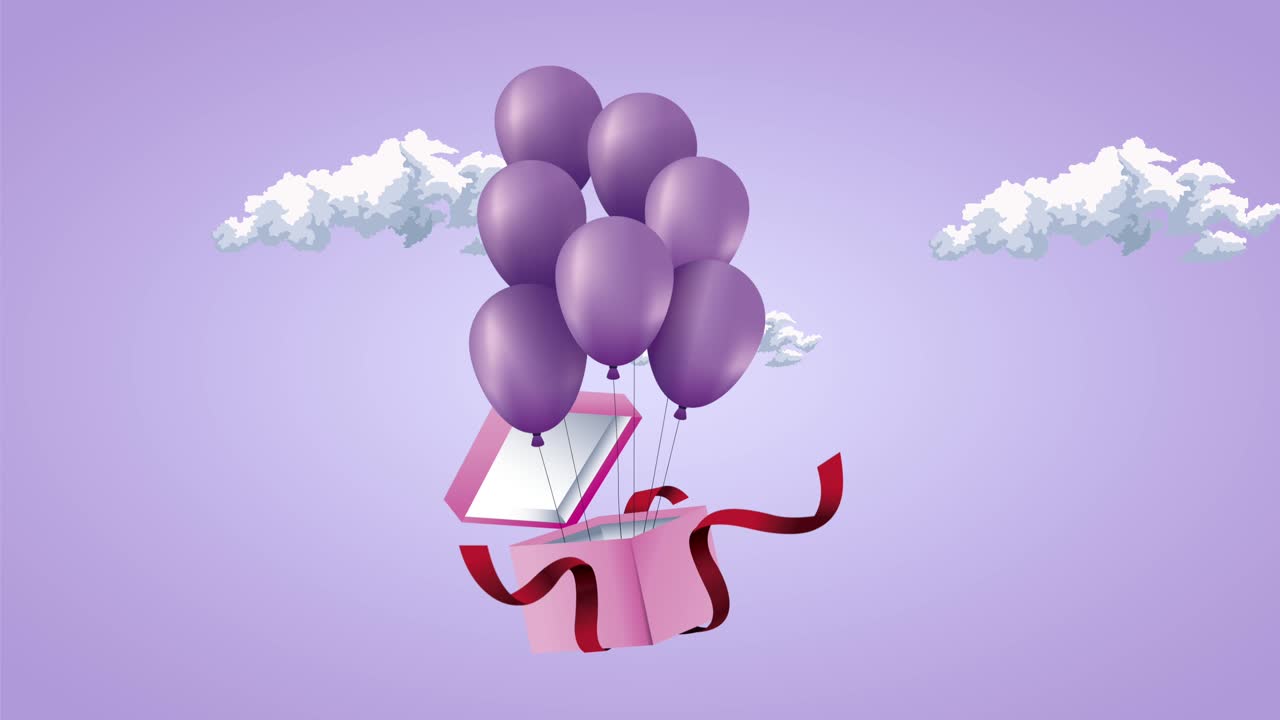 globos de helio púrpura con regalo