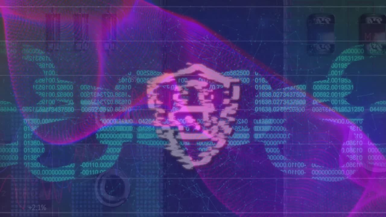 animación del procesamiento de datos sobre candado y cadena